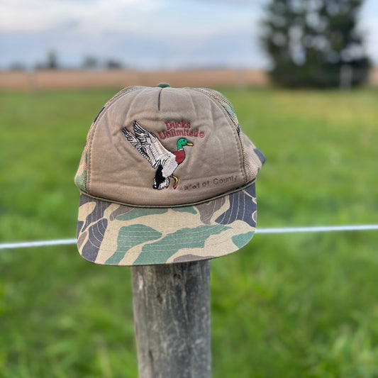 80’s Vintage Ducks Unlimited Gratiot County Snapback Trucker Hat | Made in Korea
