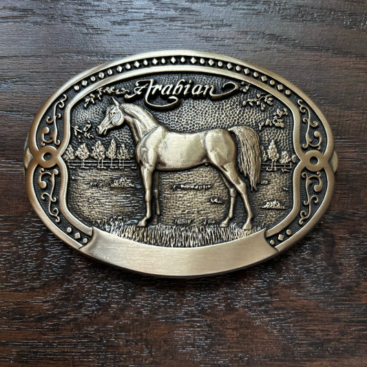 Vintage Western Tony Lama Collectors Horse Breeders Series First Edition Solid Brass Belt Buckle | Arabian