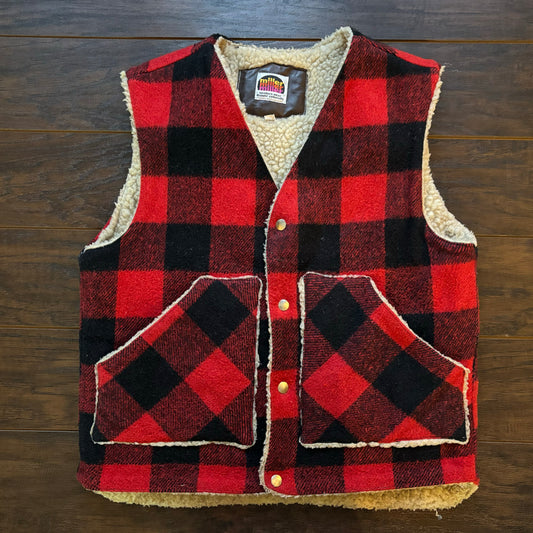 Vintage Men’s Miller Western Wear Buffalo Plaid Vest with Sherpa Lining | Denver, Colorado