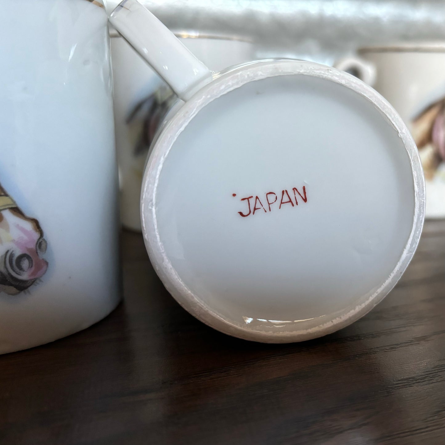 1960’s Vintage Set of 5 Horse Mugs with Gold Trim | Made in Japan