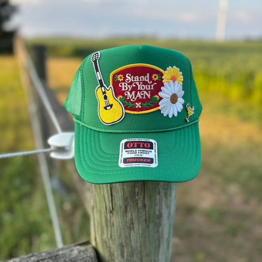 Cutomized Western “Stand By Your Man” Otto Trucker Hat with Patches Enamel Pin