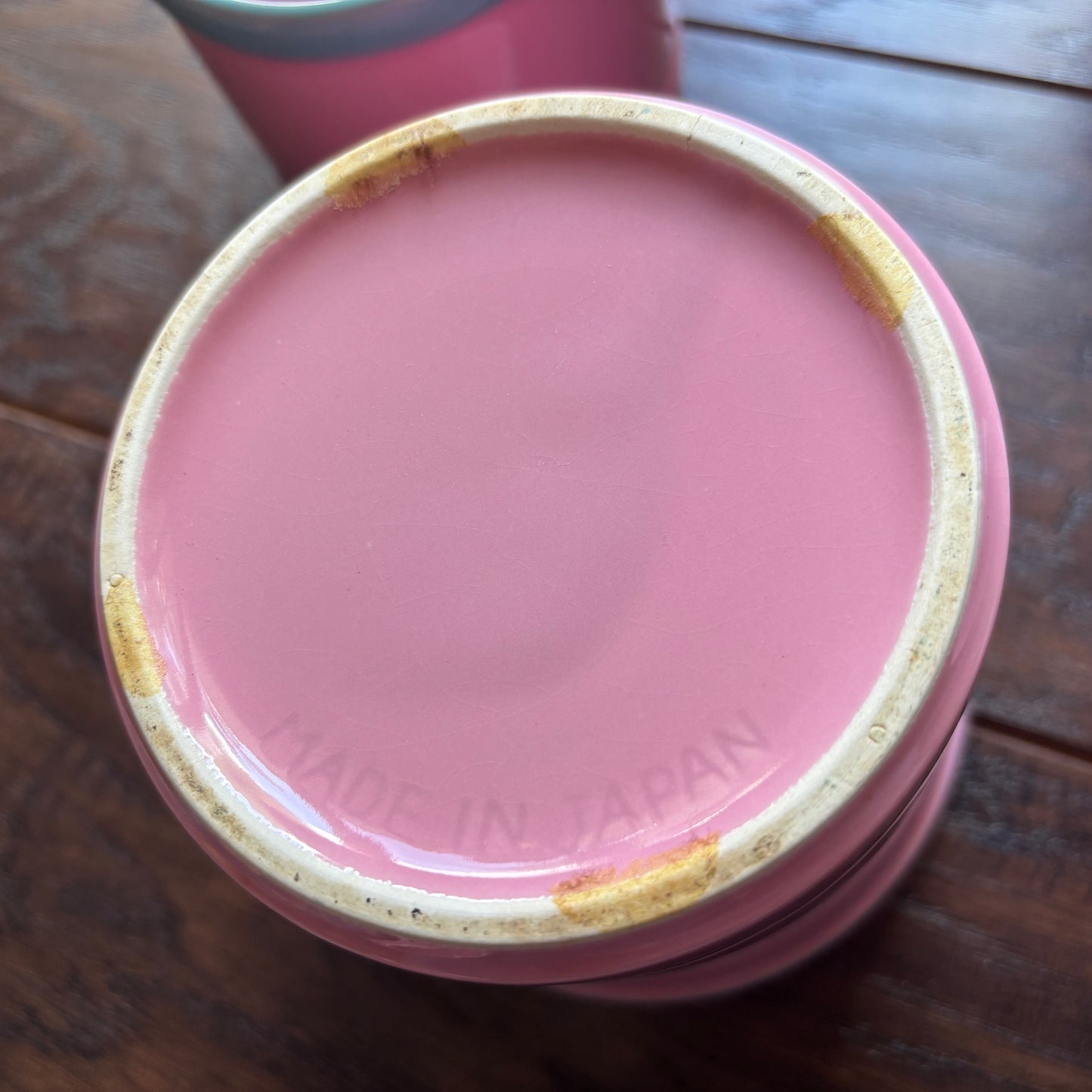 Vintage 1950s Pink Turquoise Canister Set Made in Japan MCM Ceramic Kitchen Canisters Butter Dish Creamer Atomic Retro