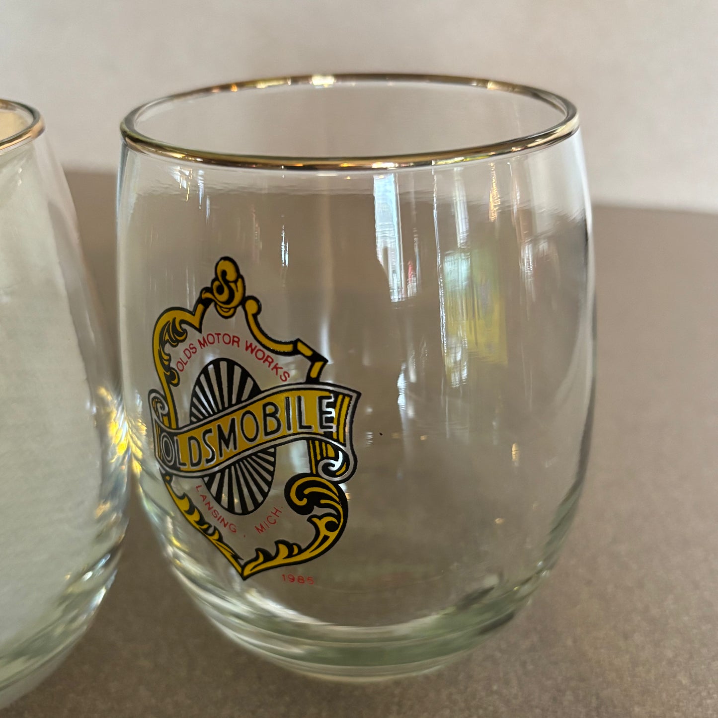 Vintage 1985 Oldsmobile Rocks Glasses Set of 3 | Lansing Michigan GM Barware | Retro Lowball Tumblers | Olds Motor Works Collectible