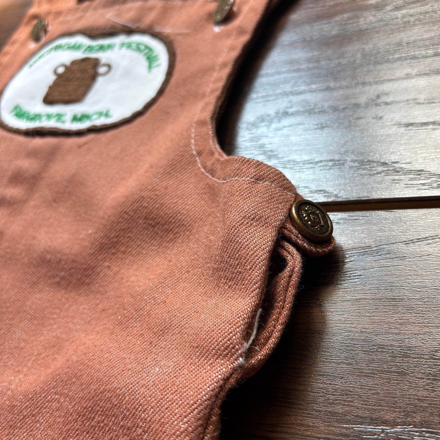 Vintage Handmade Michigan Bean Festival Kids Overalls Fairgrove MI Embroidered Patch 1970s 1980s Farm Festival