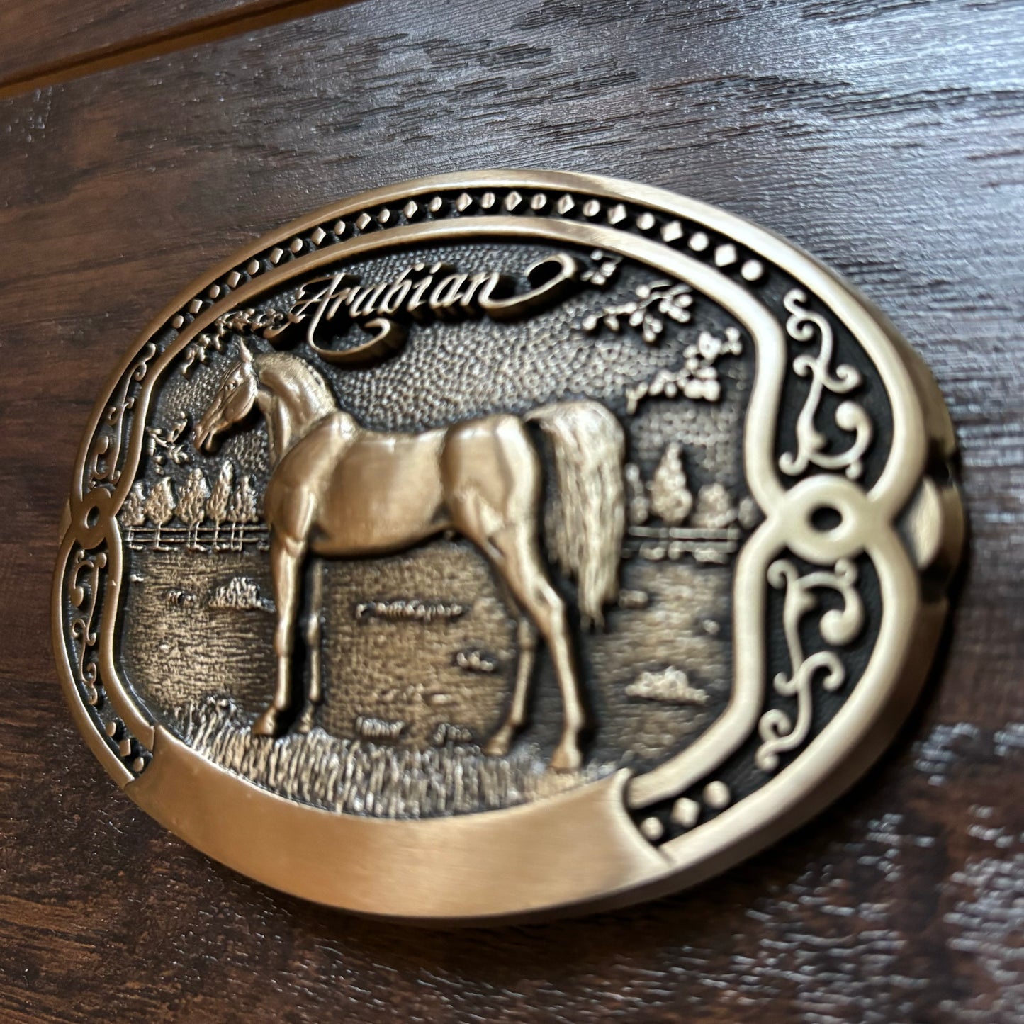 Vintage Western Tony Lama Collectors Horse Breeders Series First Edition Solid Brass Belt Buckle | Arabian