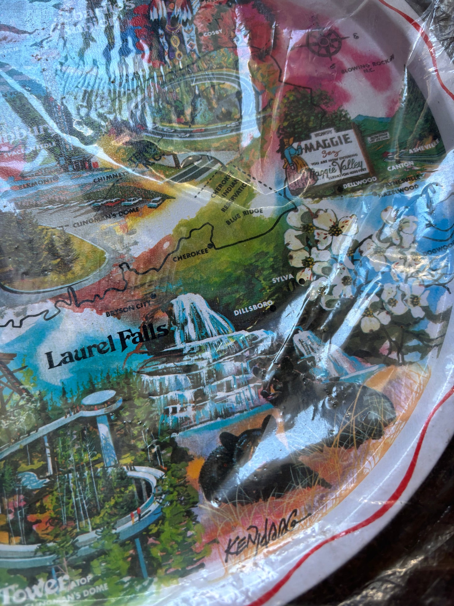 Vintage 1970s Great Smoky Mountains Souvenir Tray & 6 Coasters Gatlinburg Tennessee
