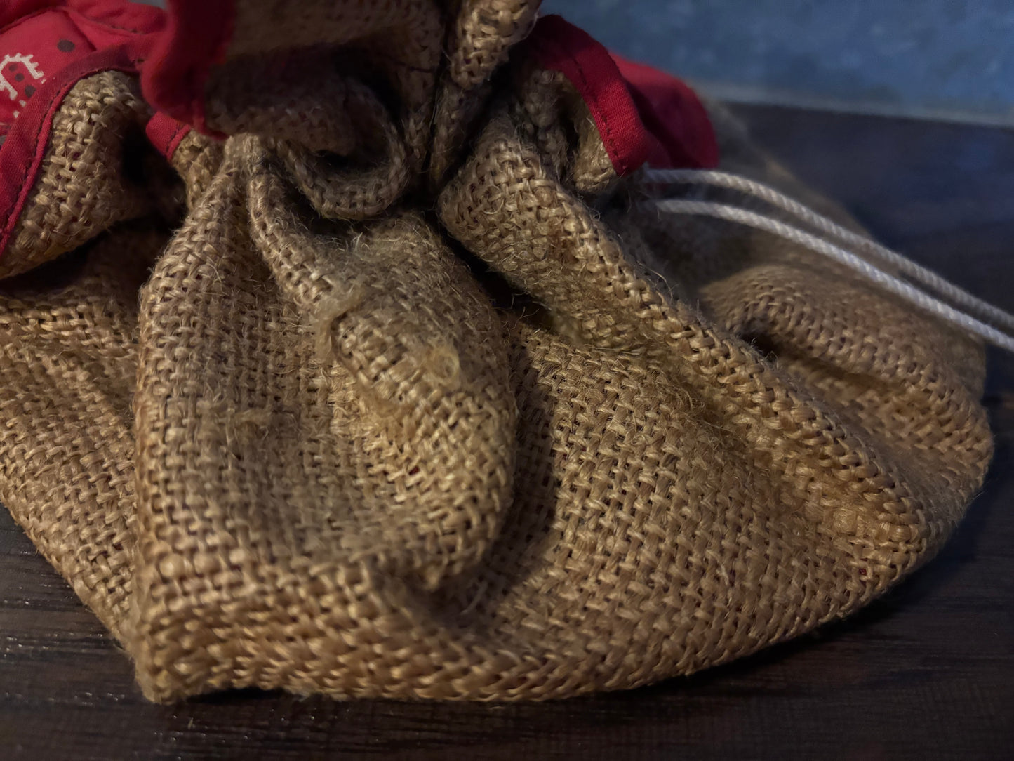 Vintage Homemade Burlap Hobo Handbag with Bandana Lining