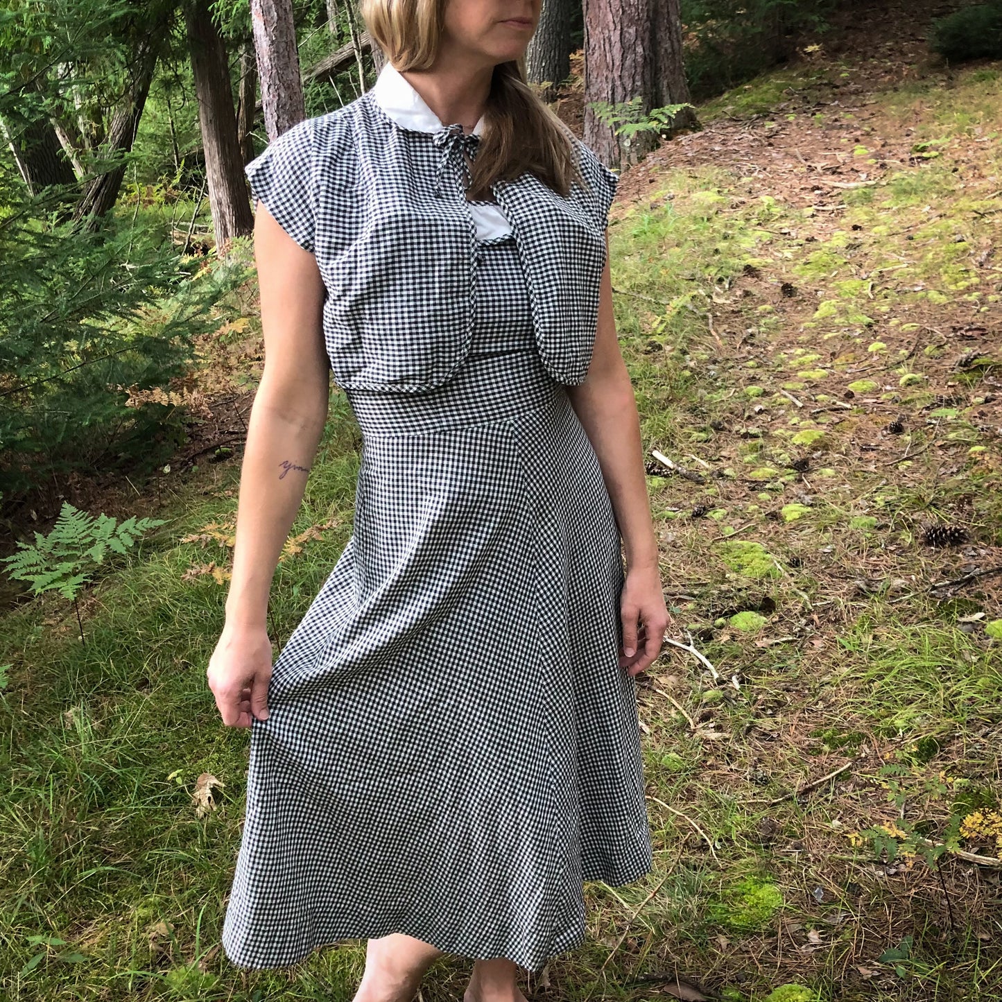 40’s Vintage Western Rockabilly Juniors Ann Howe! Black and White Gingham Dress with Matching Coat