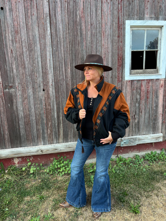 Vintage Western Cripple Creek By Circle S Jacket with Aztec Print | Made In USA