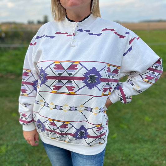 1992 Vintage Southwestern Art Unlimited Aztec Print Sweatshirt | Made in USA