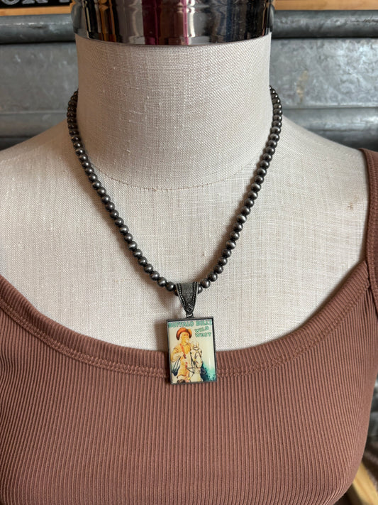 Buffalo Bills Wild West Pendant Necklace with Navajo Pearls