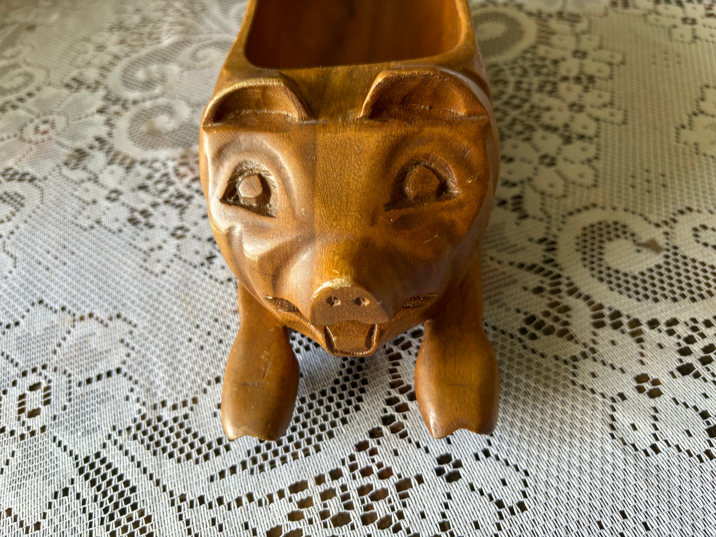 Vintage Wooden Pig Bowl/Planter