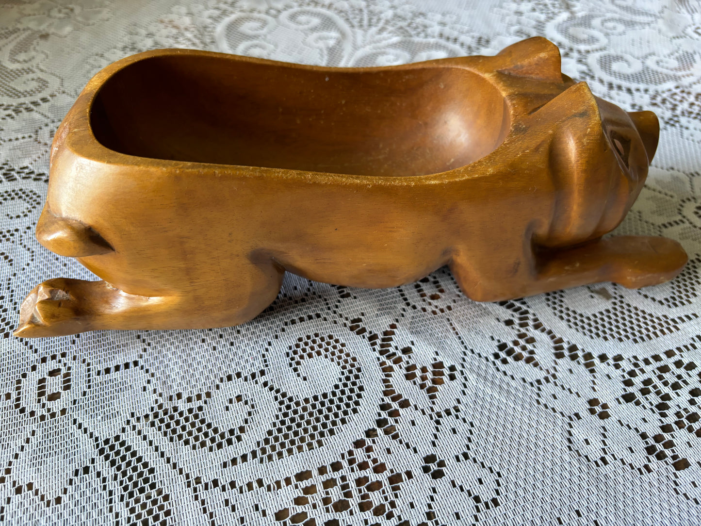 Vintage Wooden Pig Bowl/Planter