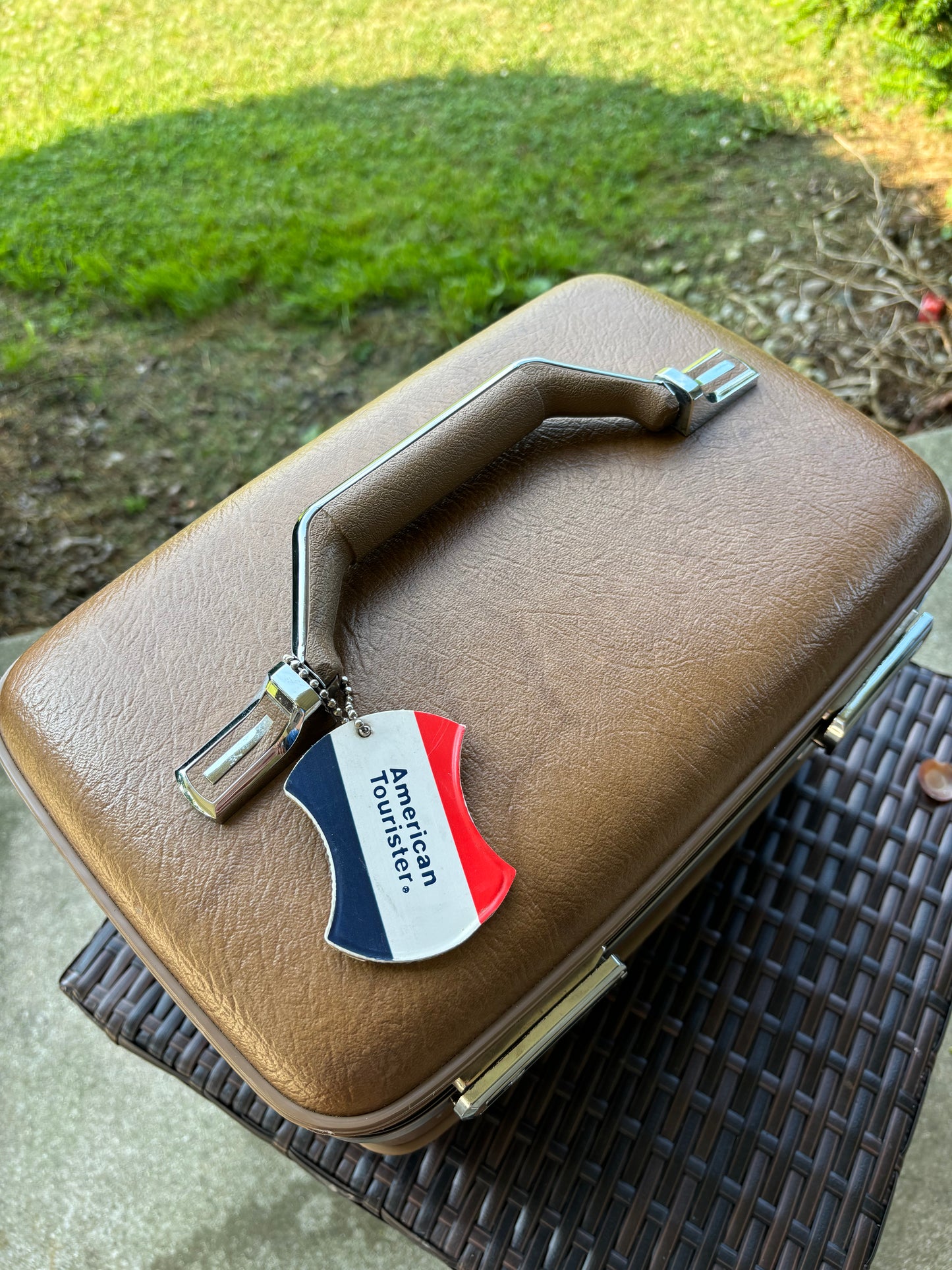 Vintage American Tourist Luggage Train Case with Mirror, Tray and Keys