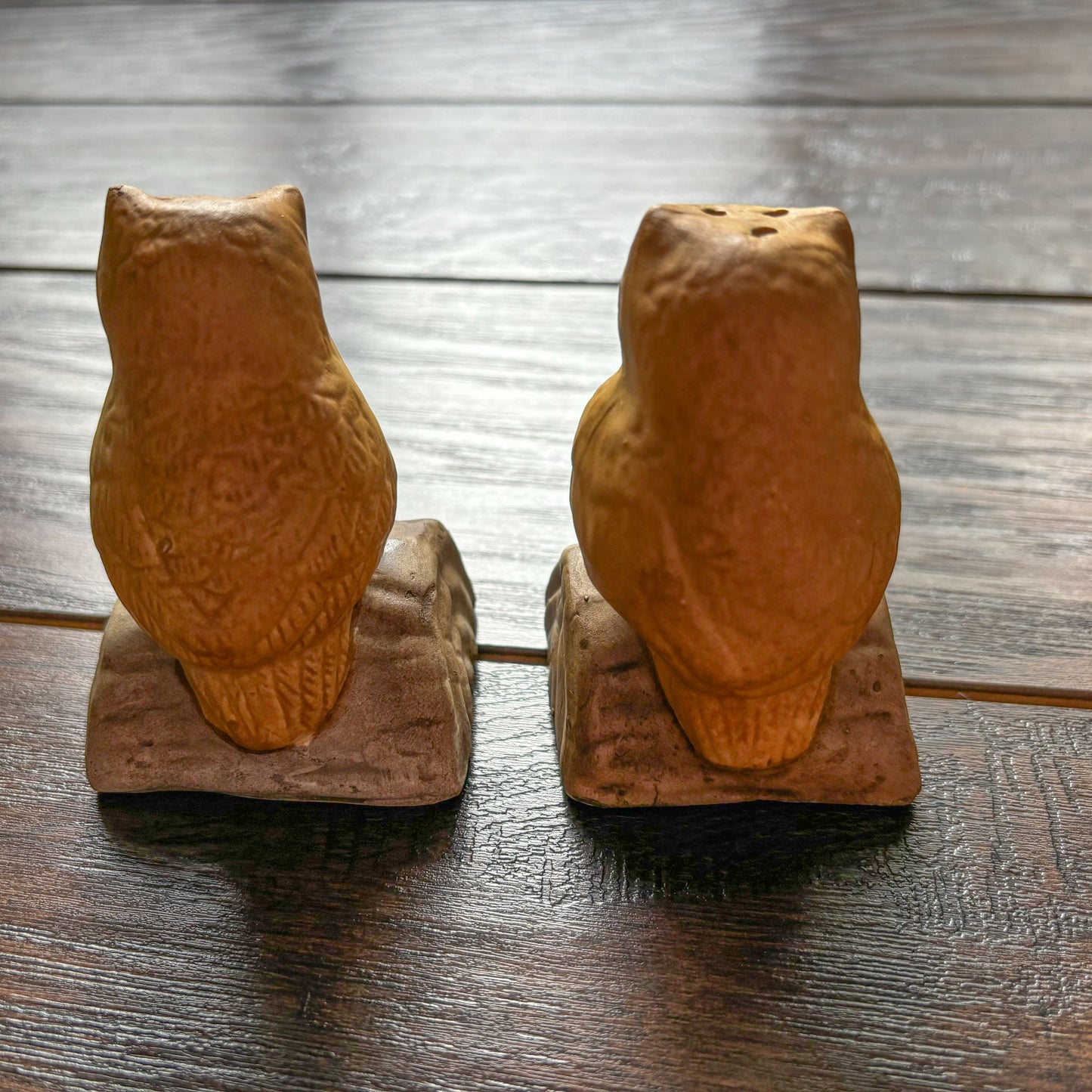 Vintage Ceramic Owls Perched on a Log Salt and Pepper Shakers | Made in Taiwan