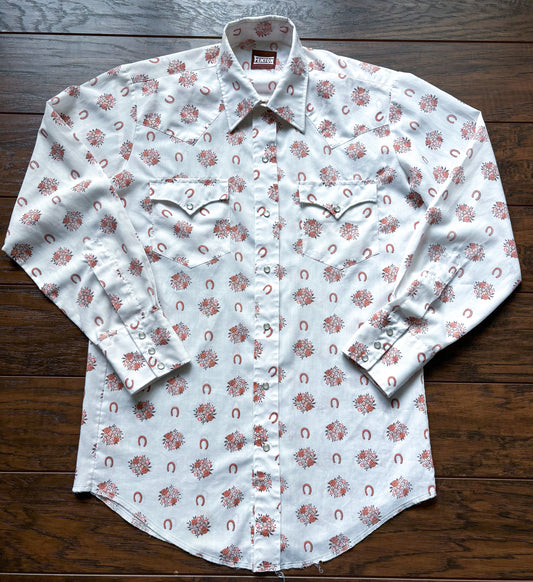 Vintage Western Men’s Fenton Horseshoe and Flowers Print Shirt