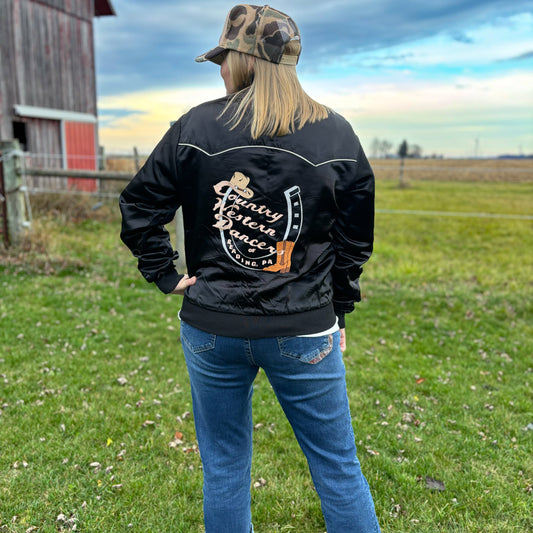 Vintage Western “Country Western Dancers of Reading, PA Nylon Bomber Jacket with Embroidery | Made in USA