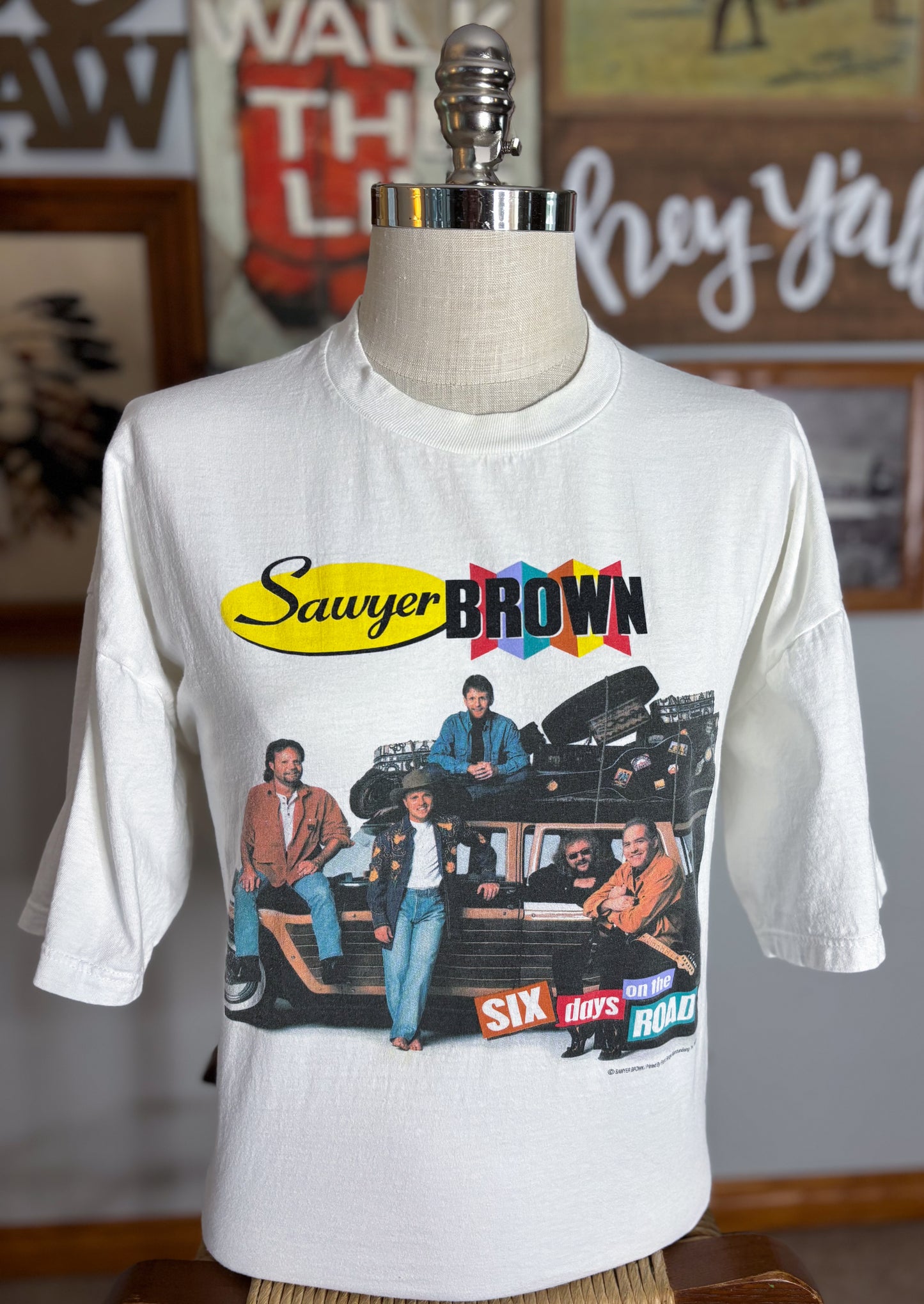 Vintage 1992 Sawyer Brown Six Days On The Road Tour T Shirt XL | Double Sided Graphic Jerzees USA Made Components