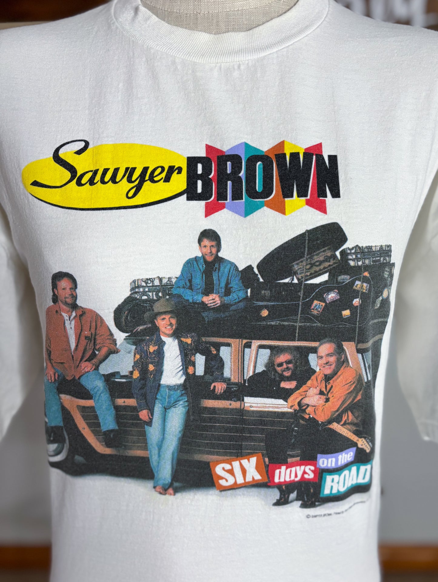 Vintage 1992 Sawyer Brown Six Days On The Road Tour T Shirt XL | Double Sided Graphic Jerzees USA Made Components