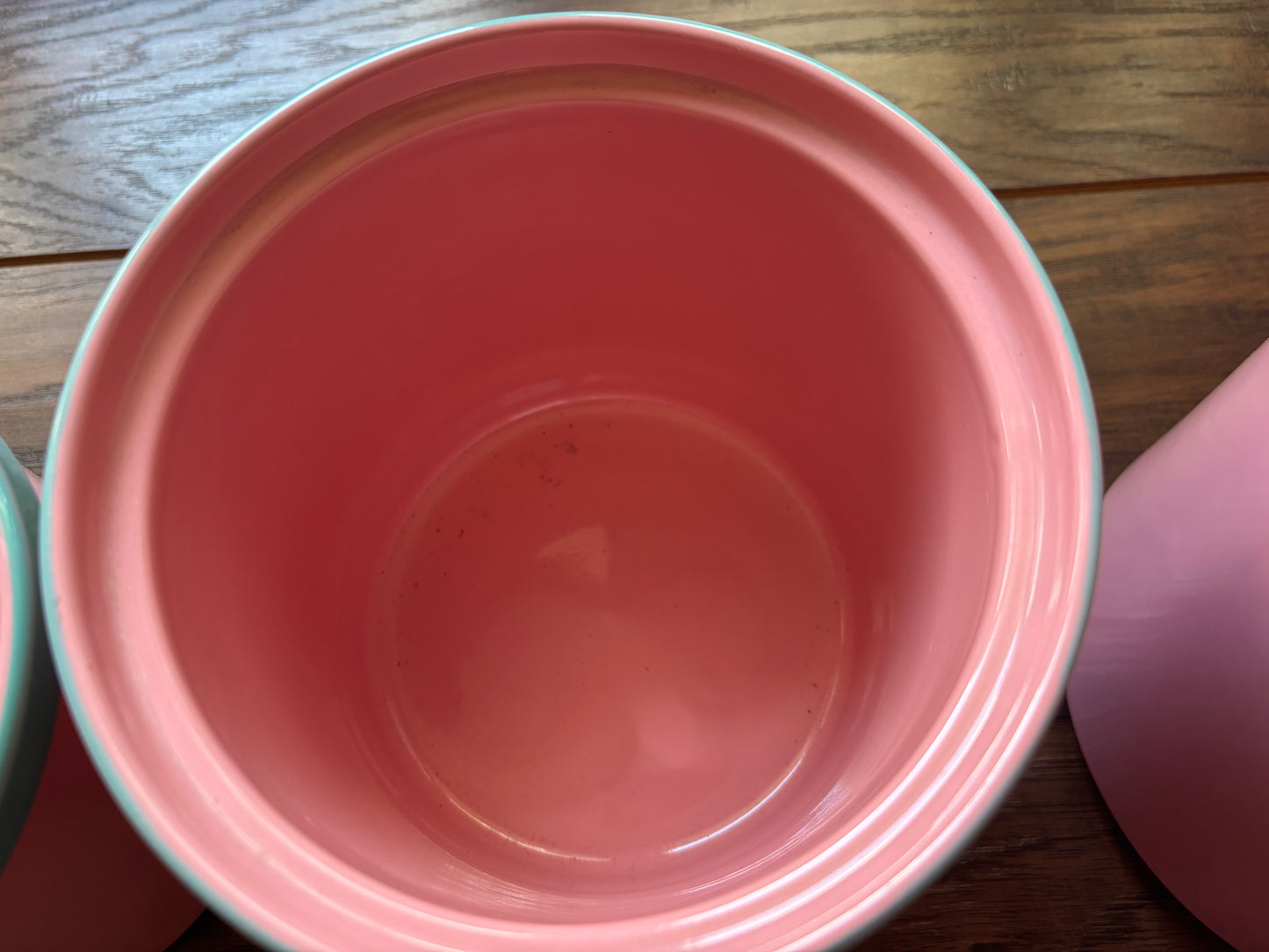 Vintage 1950s Pink Turquoise Canister Set Made in Japan MCM Ceramic Kitchen Canisters Butter Dish Creamer Atomic Retro