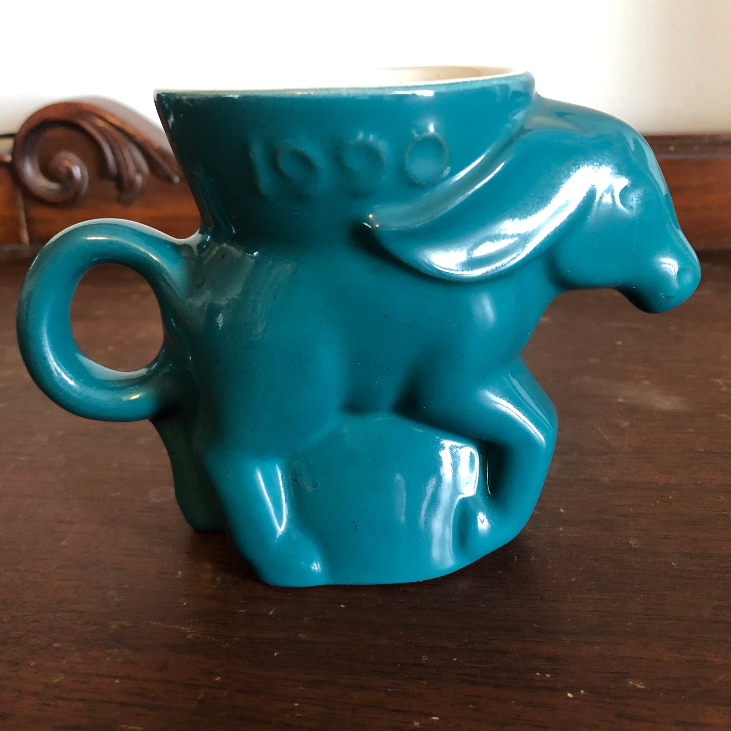 1985/1990 Vintage Frankoma Periwinkle and Turquoise Donkey Mugs