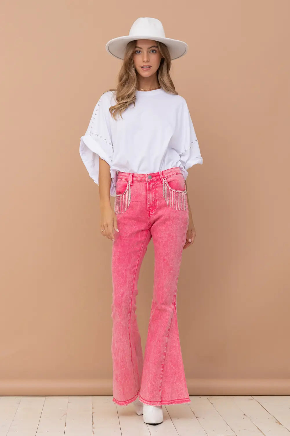 Free People Just Float On Flare Jeans in Pink