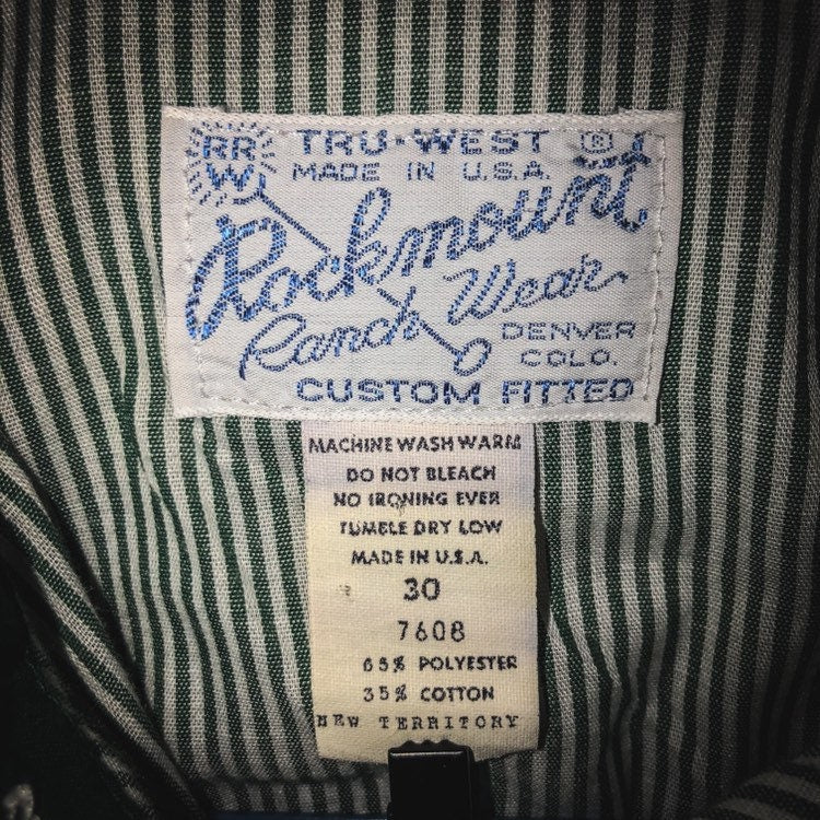 Adorable 1970’s Women’s Rockmount Ranchwear Rodeo Pinstriped Shirt with a Ruffled Front and Snaps