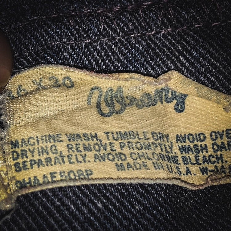 1970’s Vintage Women’s Wrangler Jeans with Purple Stitching and “MOM” Wrote on Inside Pocket