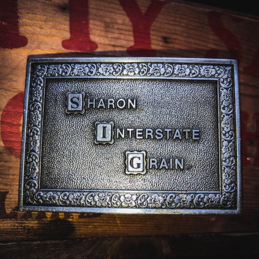 1977 Vintage Sharon Interstate Grain Buckle by Captain Hawks Sky Patrol and Novelty Co