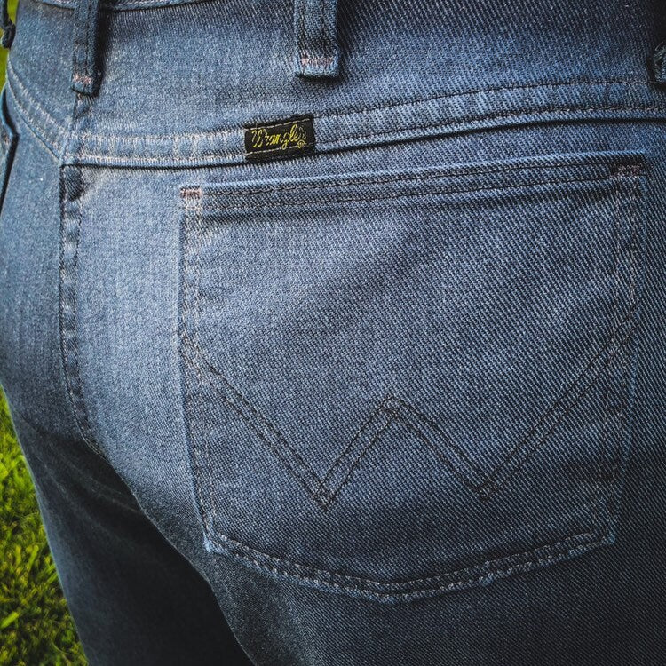 1970’s Vintage Women’s Wrangler Jeans with Purple Stitching and “MOM” Wrote on Inside Pocket