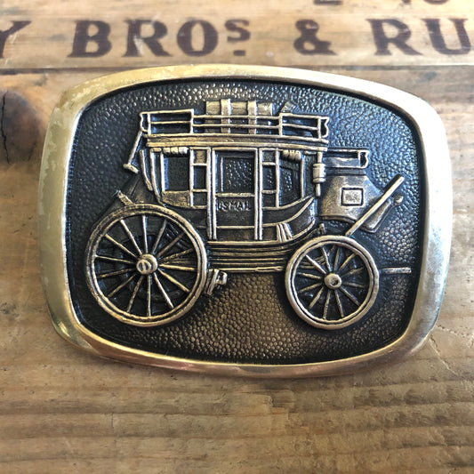 1978 Vintage US Mail Stagecoach Solid Brass Belt Buckle