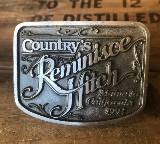 1993 Vintage Western Pewter Country’s Reminisce Hitch Belt Buckle | Maine to California 1993