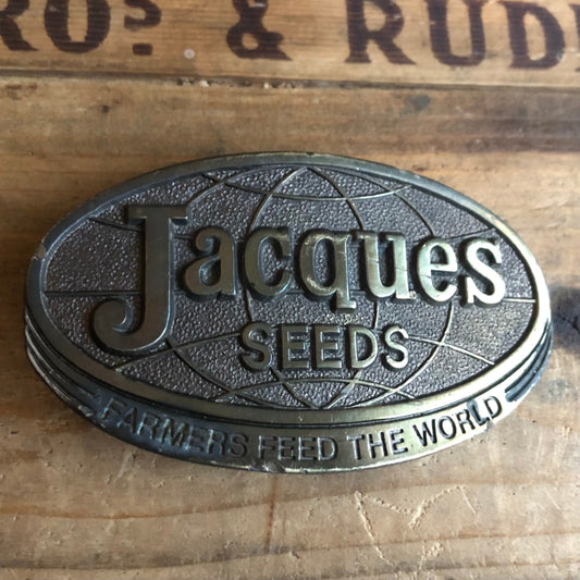 1977 Vintage Jacques Seeds Limited Edition Belt Buckle “Farmers Feed The World” | Made in USA