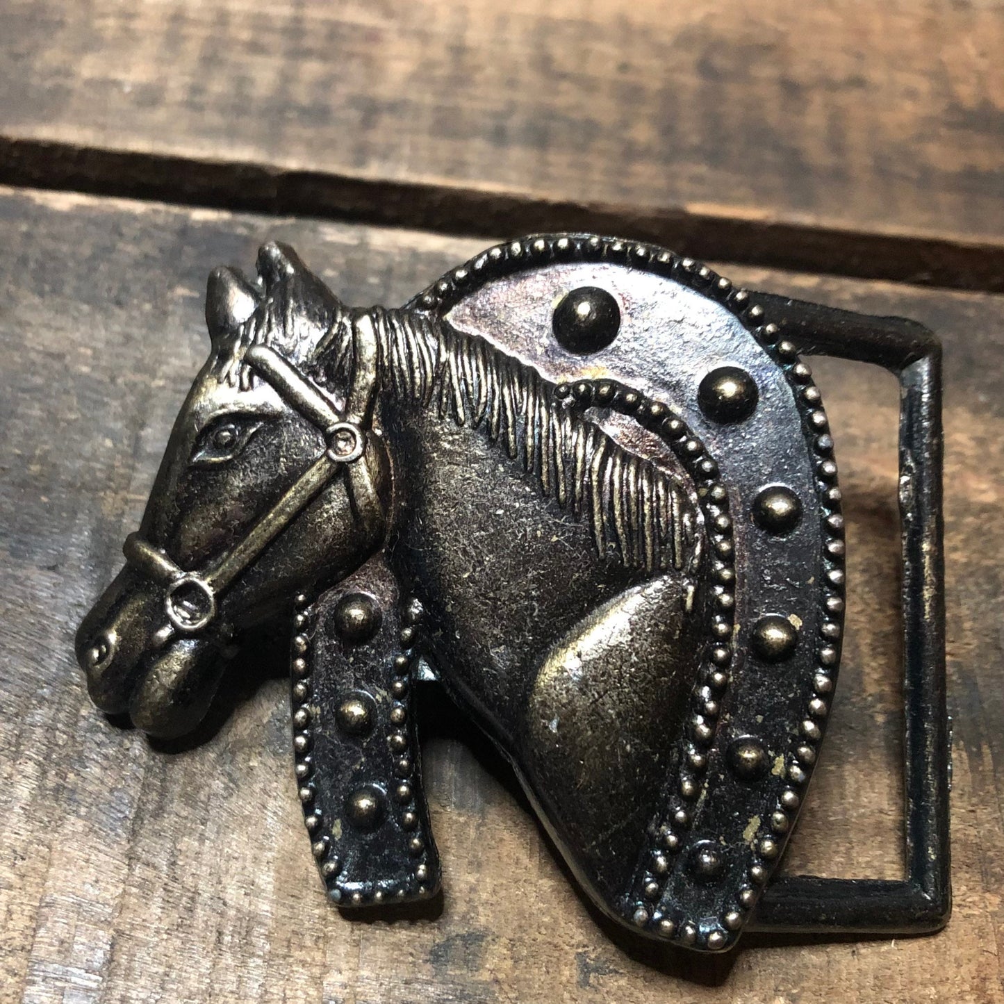 Vintage Western Rodeo Horseshoe Belt Buckle | Made in Hong Kong