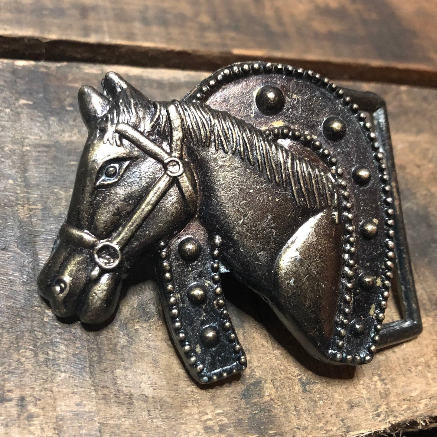 Vintage Western Rodeo Horseshoe Belt Buckle | Made in Hong Kong