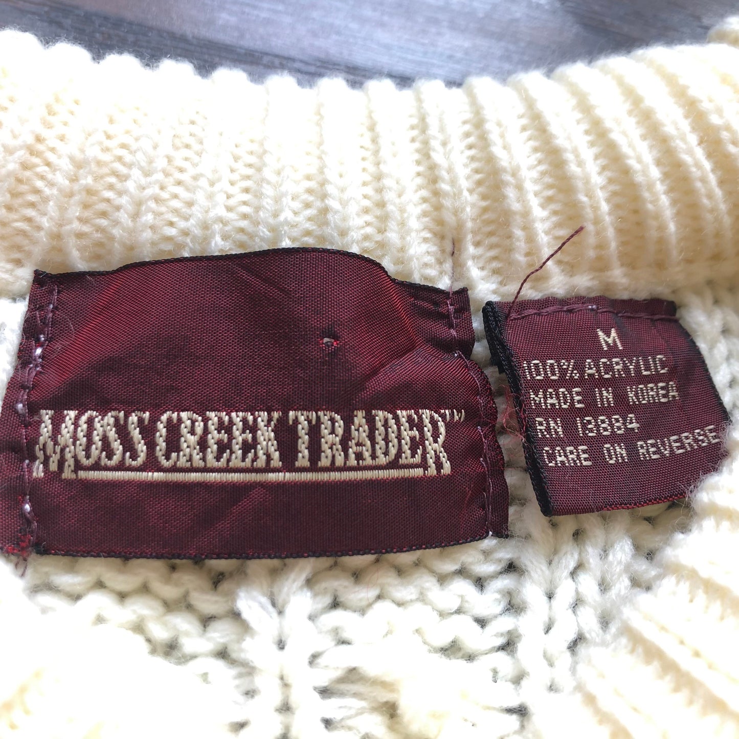 80’s Vintage Moss Creek Trader Cable Knit Sweater | Made in Korea