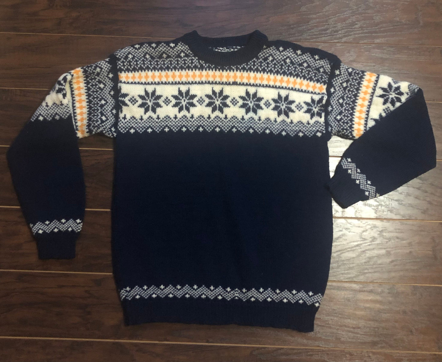 Vintage 100% Virgin Wool Sweater with Snowflakes