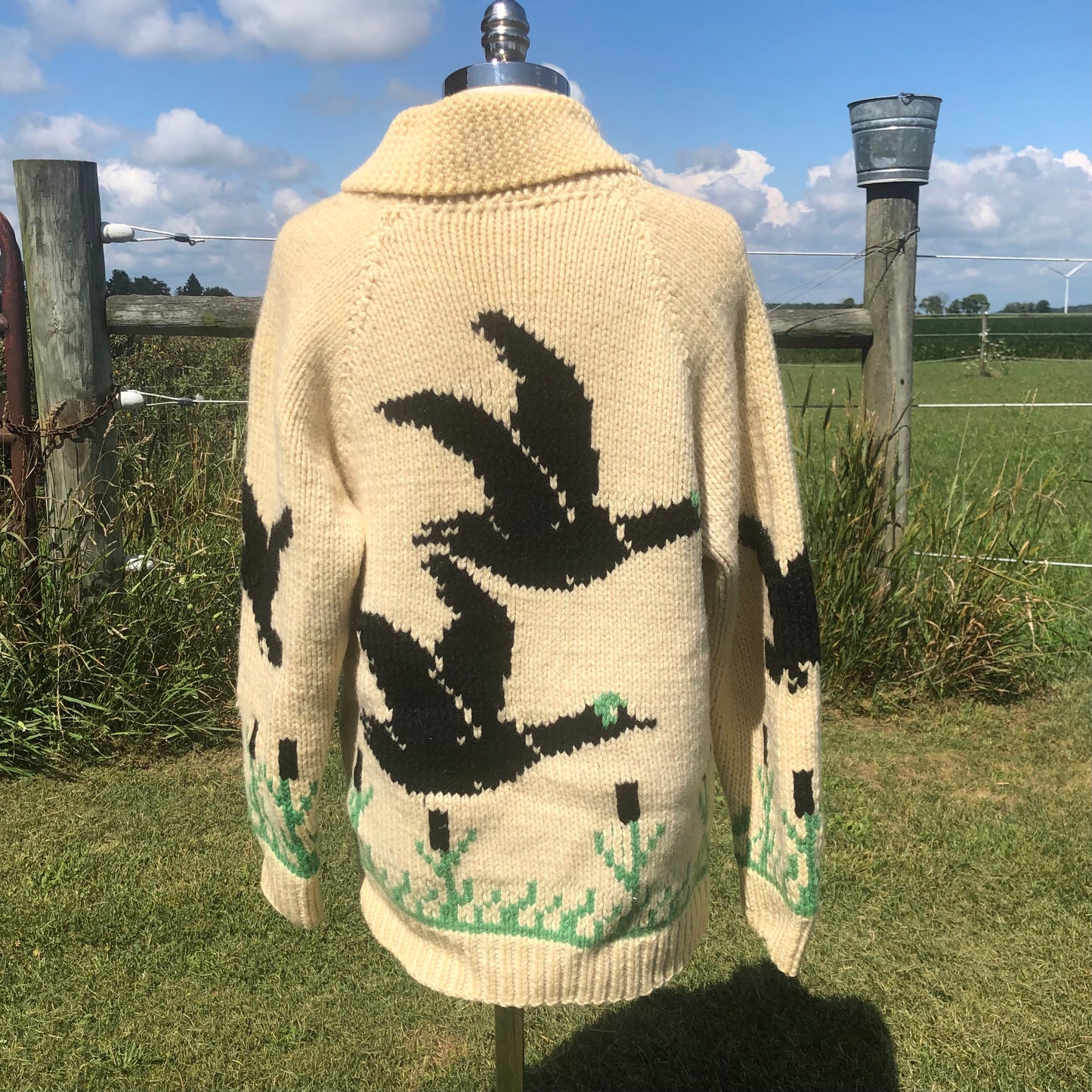50’s/60’s Vintage Hand Knit Cowichan Sweater with Geese
