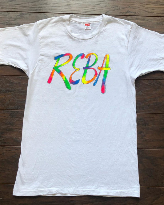 1991 Vintage Airbrushed Neon Rainbow Reba T-Shirt