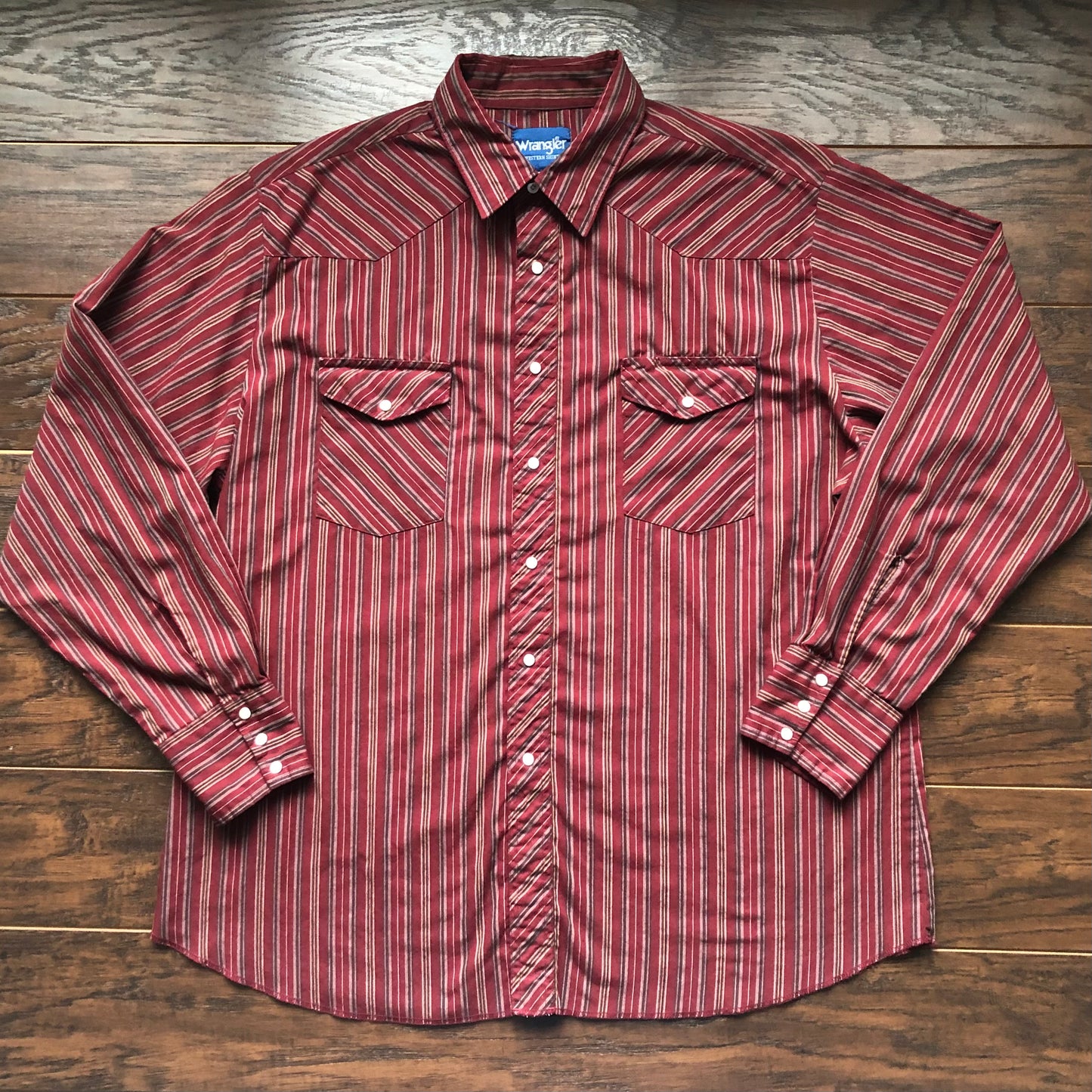 Vintage Western Men’s Striped Wrangler Shirt with Snap Buttons