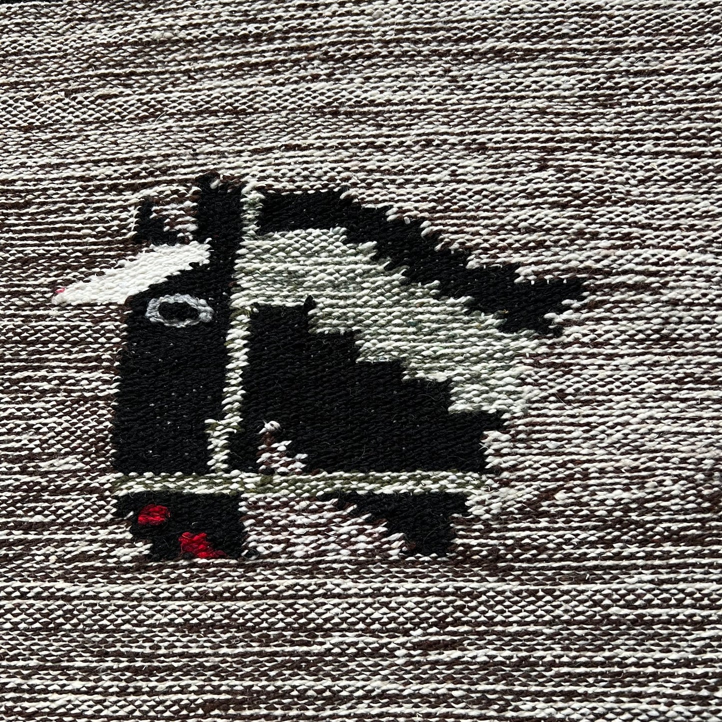 Vintage Western Woven Blanket Poncho with Horse Heads on Front/Back and Fringe