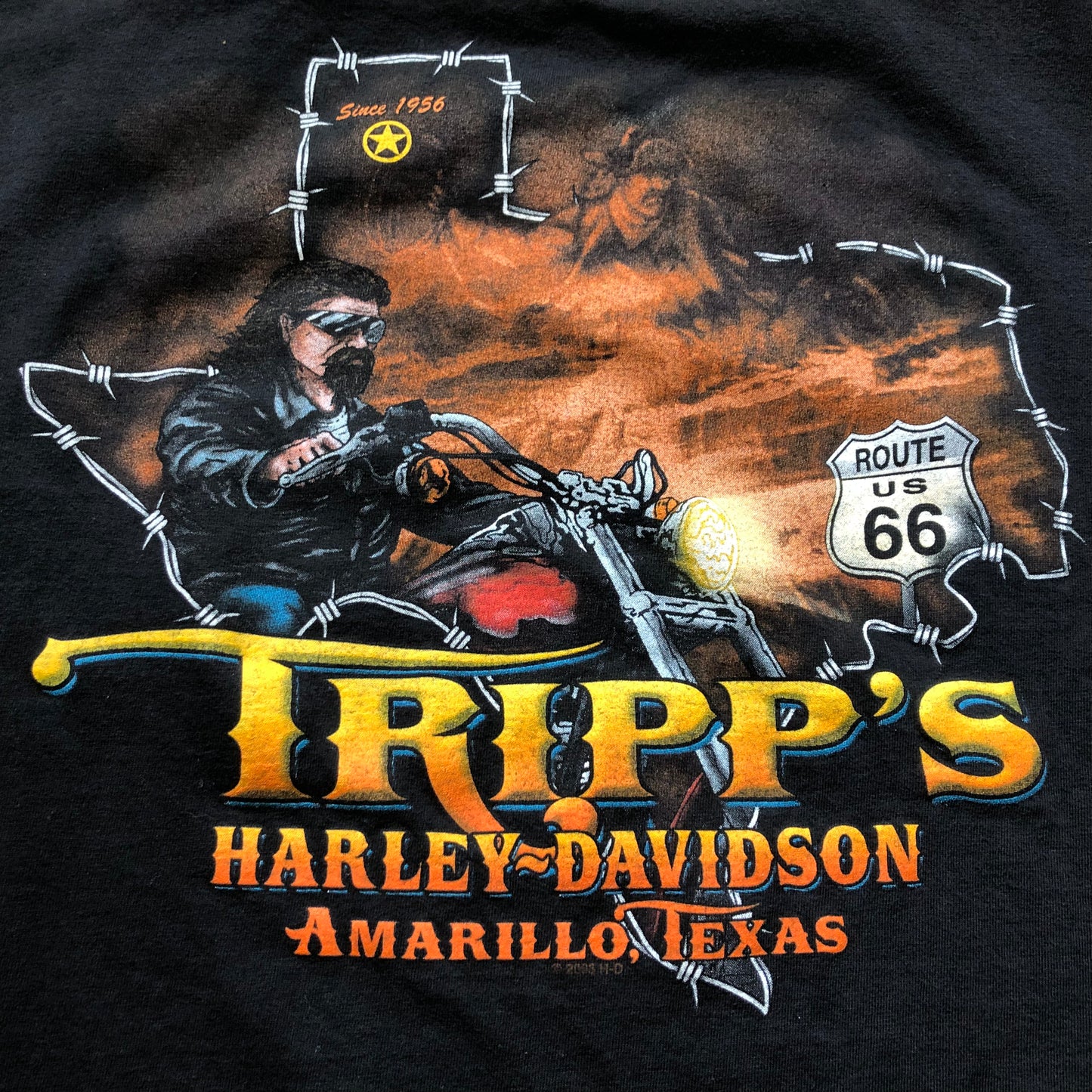 2003 Tripp’s Harley Davidson Amarillo, Texas Cut Off T-Shirt | Made in USA