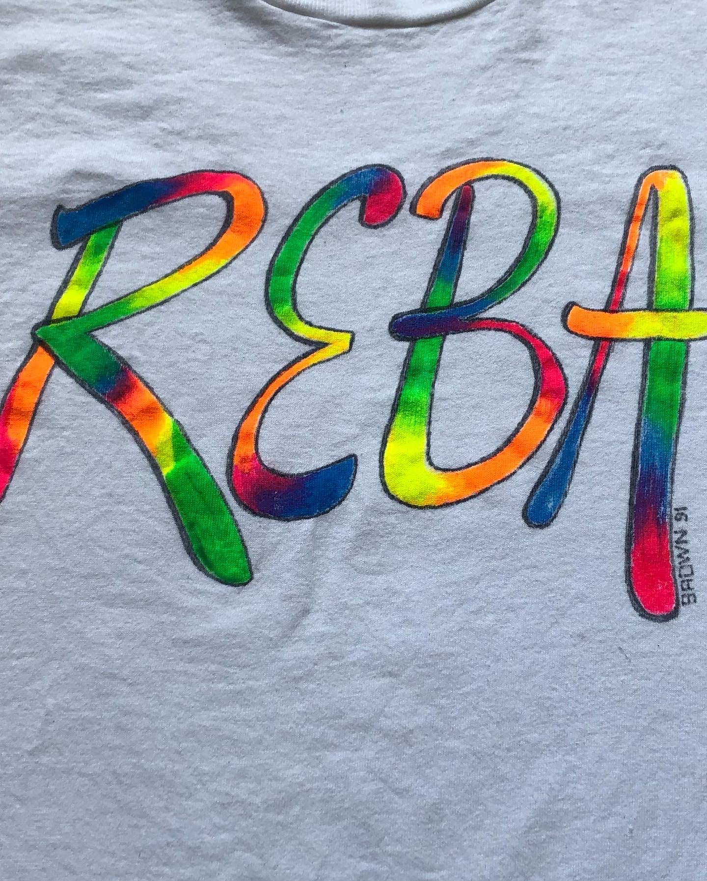 1991 Vintage Airbrushed Neon Rainbow Reba T-Shirt