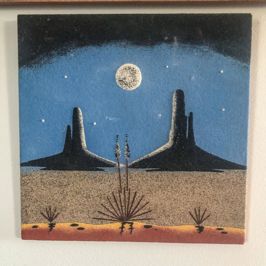 Vintage Handmade Monument Valley Night Sky Sand Art Picture